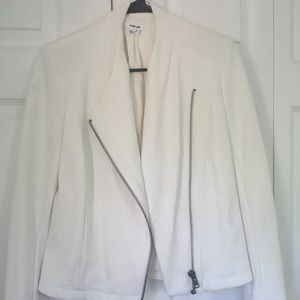 Helmut Lang Stretch-Cotton Off-White Biker Jacket